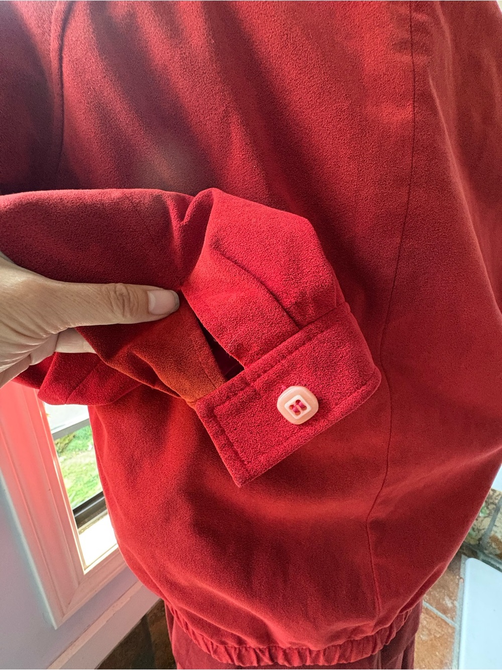 Women's Red Button-Front Jacket - Picture 6 of 9